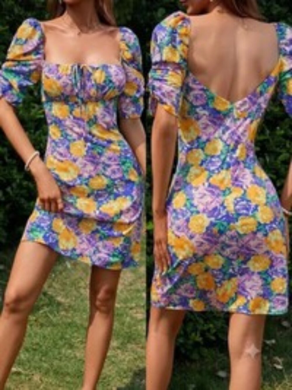 ZARA Floral Puff Sleeve Corset Style Mini Dress Sz Small